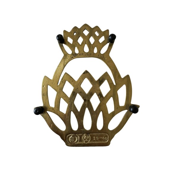 Virginia Metalcrafters Solid Brass Pineapple Footed Trivet Vintage 1976 - Picture 3 of 5